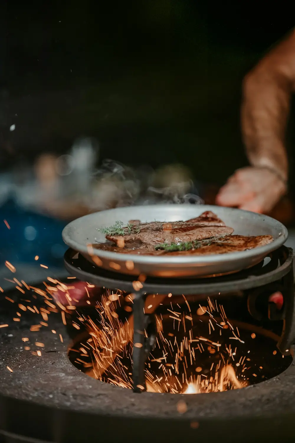 Plato de carne recién salido de la brasa
