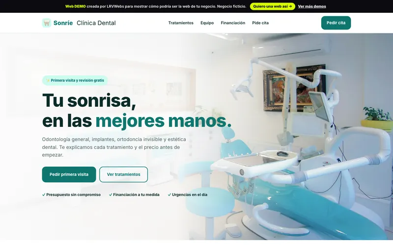 Captura de la web demo Clínica Dental Sonríe (salud)