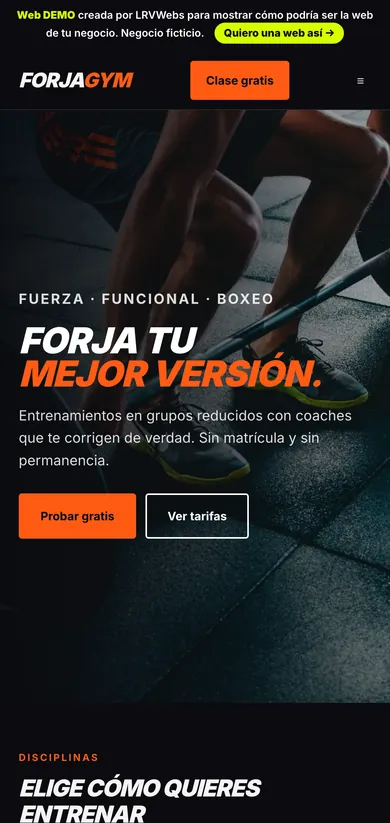 La demo Forja Gym en el móvil