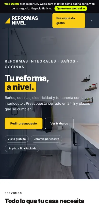 La demo Reformas Nivel en el móvil