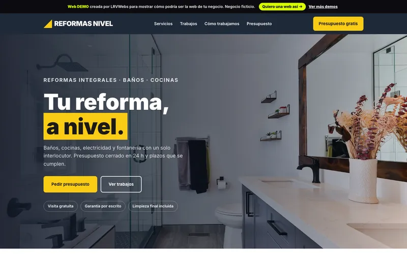 Captura de la web demo Reformas Nivel (reformas y oficios)