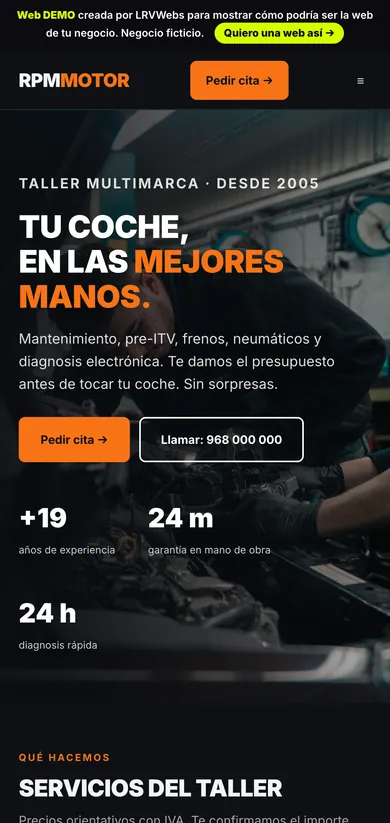 La demo Taller RPM Motor en el móvil